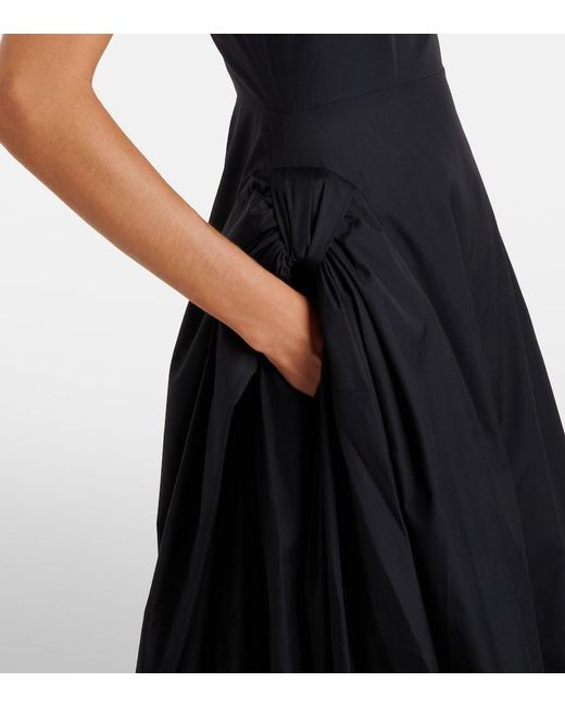 Simone Rocha Black Puff-Sleeve Cotton Poplin Midi Dress