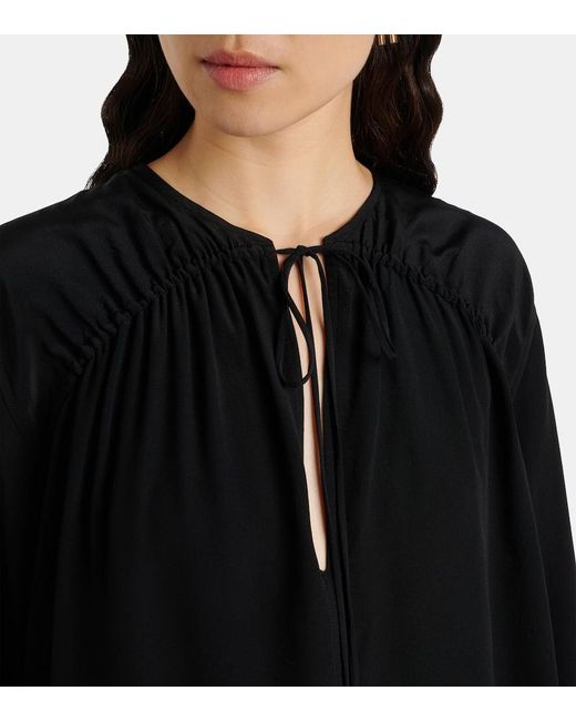 Victoria Beckham Black Schluppenbluse Aus Seide