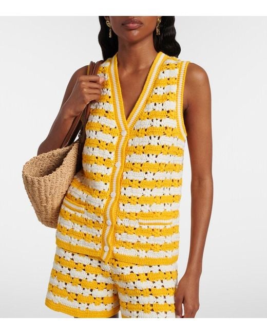 The Upside Yellow Goldie Watson Cotton Crochet Vest