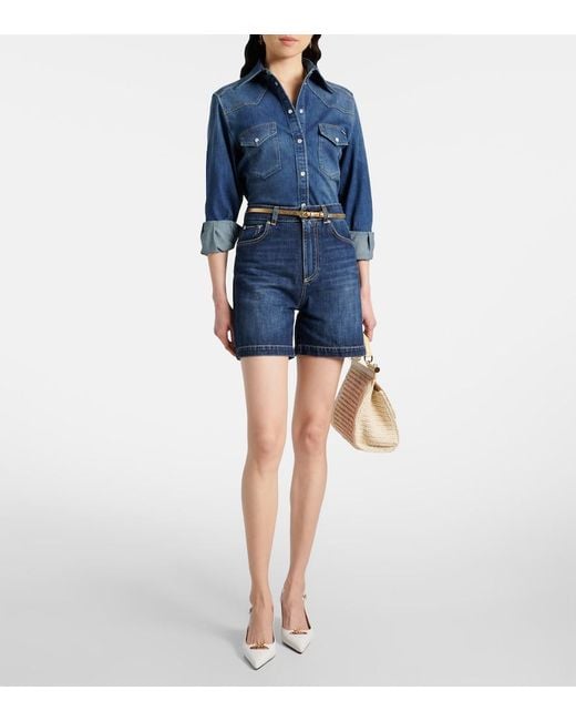 Dolce & Gabbana Blue High-Rise Denim Shorts