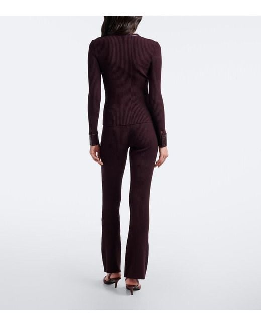 Courreges Purple Ribbed-Knit Flared Pants