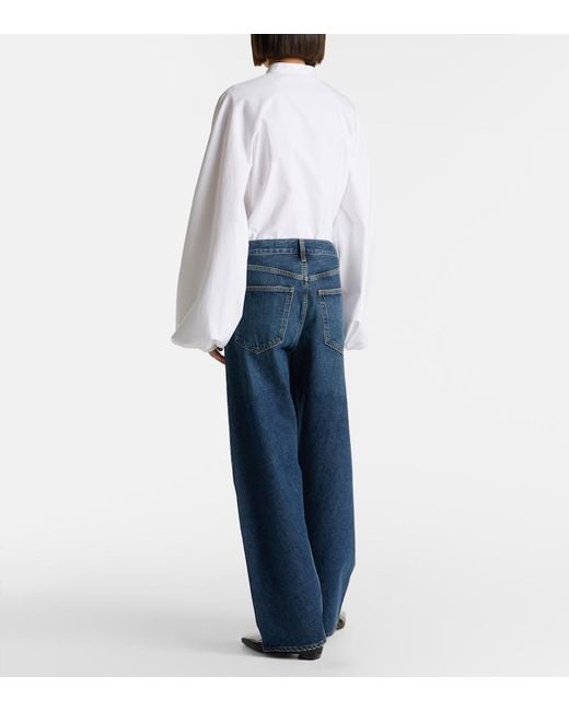 Agolde Blue Twist Mid-Rise Wide-Leg Jeans