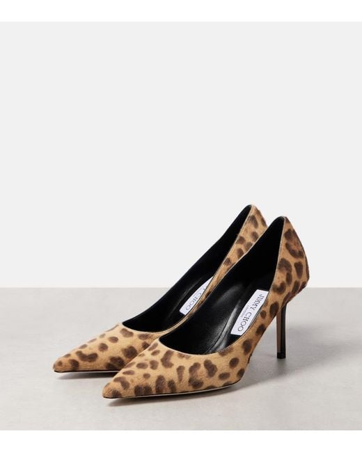 Jimmy Choo Yellow Leo 85 Leopard-Print Calf Hair Pumps