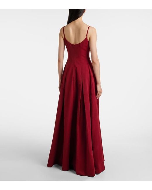 Staud Red Joy Pleated Cotton-Blend Gown