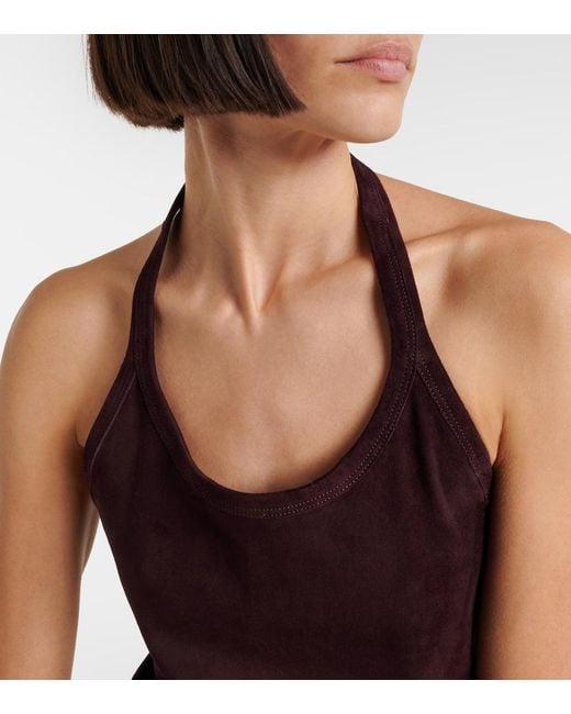 Stouls Purple Cherry Halterneck Suede Top