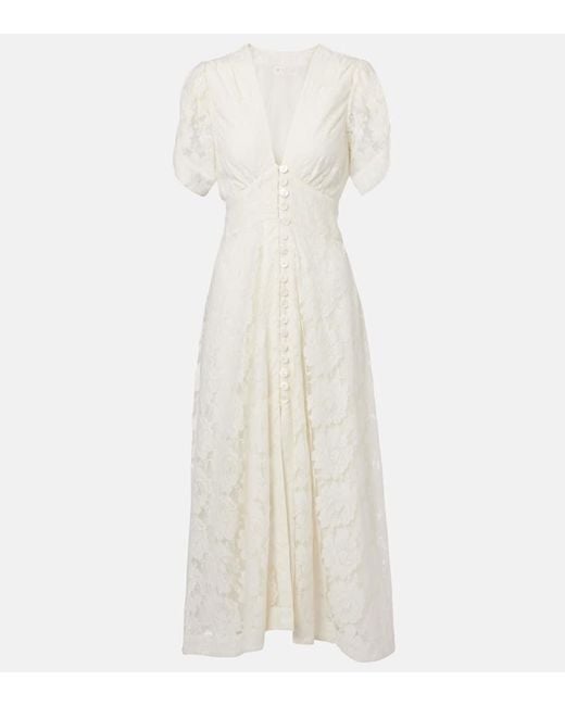 Vestido Largo Novara En Mezcla De Algodon Rixo de color White