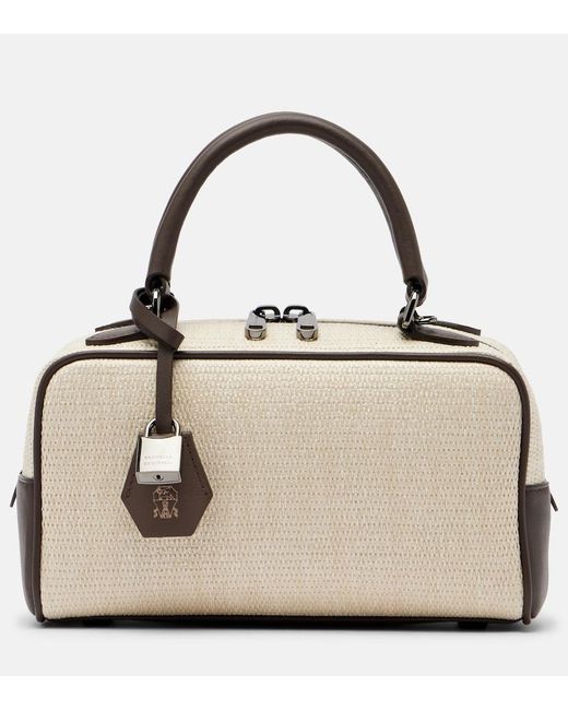 Borsa Con Pelle di Brunello Cucinelli in Natural