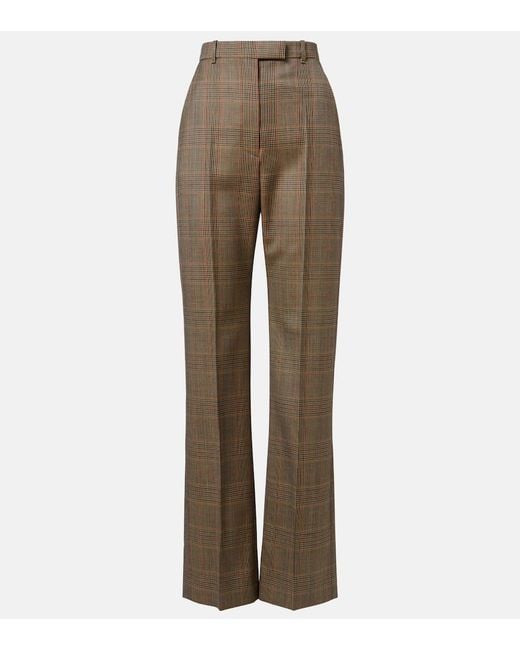 Alexander McQueen Brown Gerade High-Rise-Hose Country Check Aus Wolle