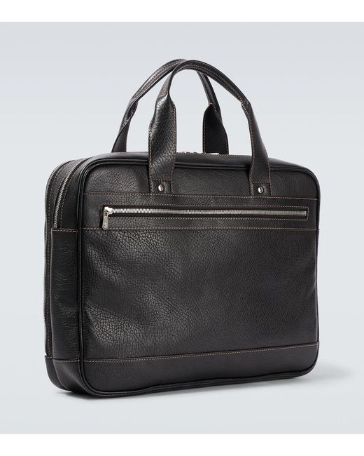 Brunello Cucinelli Black Leather Briefcase for men
