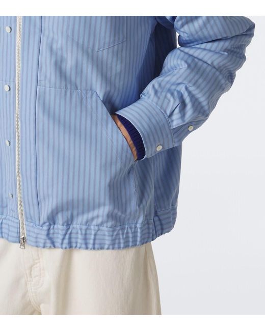 Sacai Blue Striped Cotton-Blend Jacket for men