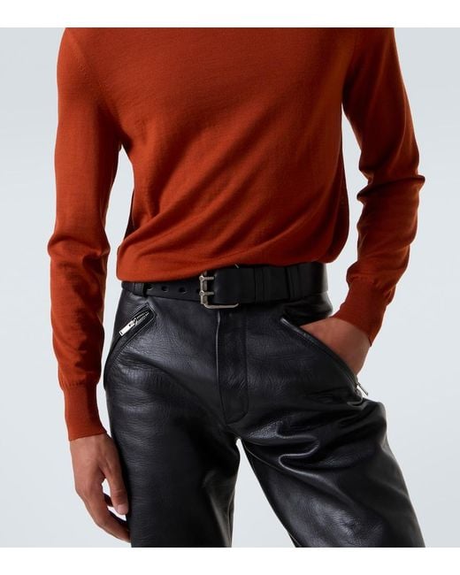 Saint Laurent Red Wool Turtleneck Sweater for men