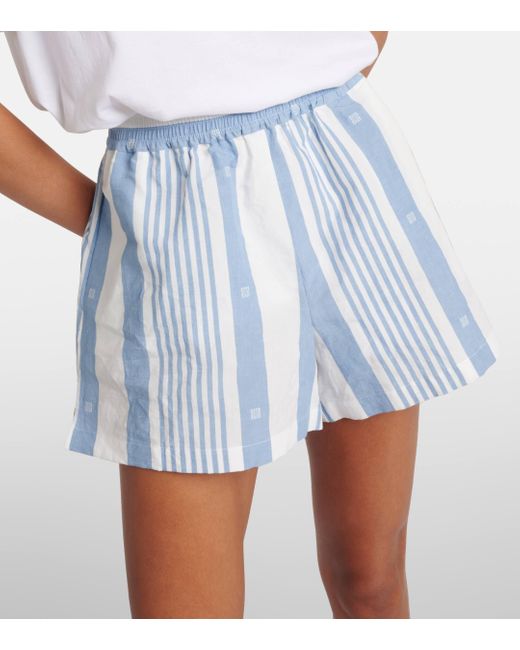 Givenchy Blue Cotton And Linen Shorts