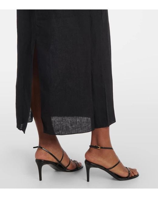 Johanna Ortiz Black Ruffled Midi Dress