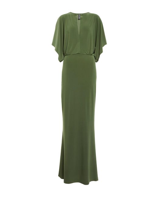 Norma Kamali Obie Fishtail Maxi Dress in Green | Lyst
