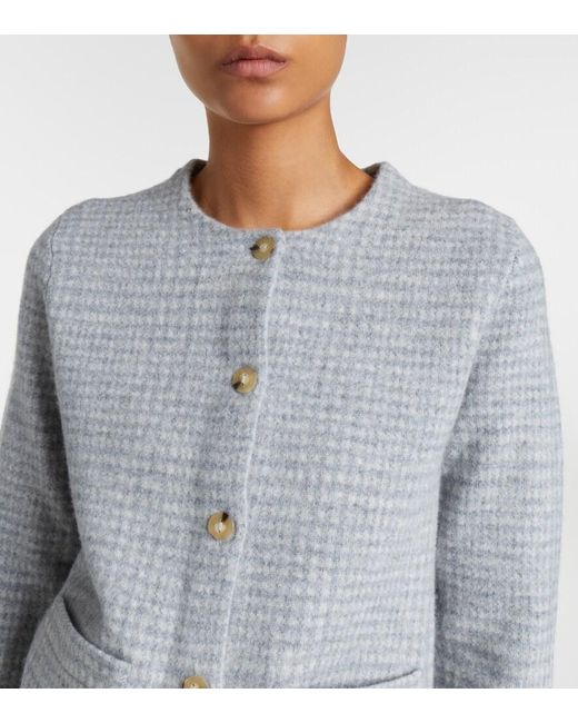 Vince Gray Checked Wool And Cashmere Cardigan
