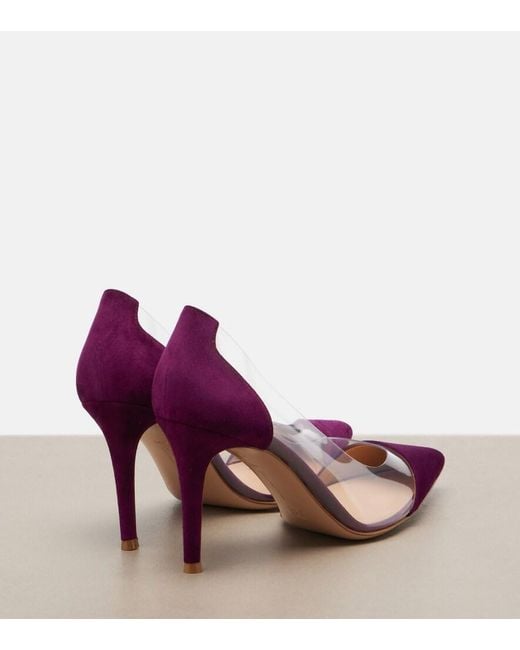Gianvito Rossi Purple Plexi Suede And Tpu Pumps