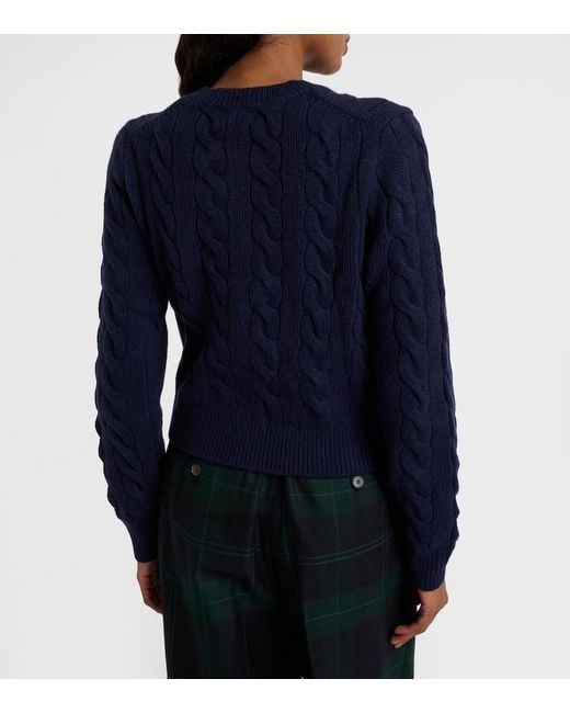 Polo Ralph Lauren Blue Cable-Knit Wool And Cashmere Cardigan