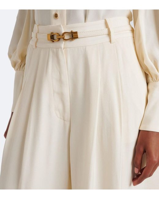 Zimmermann White Belted Wide-Leg Pants