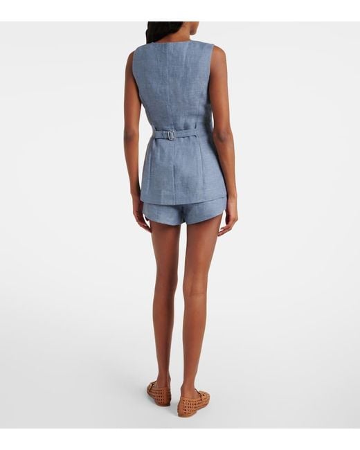 Posse Blue Weste Thea Aus Leinen