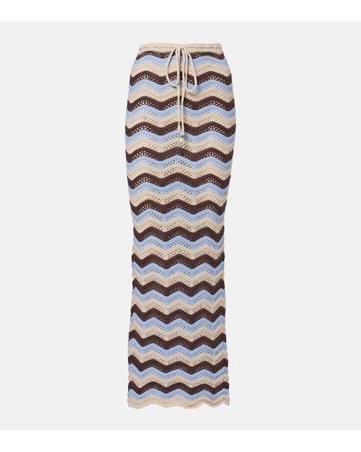 Bananhot White Helena Open-Knit Cotton-Blend Maxi Skirt