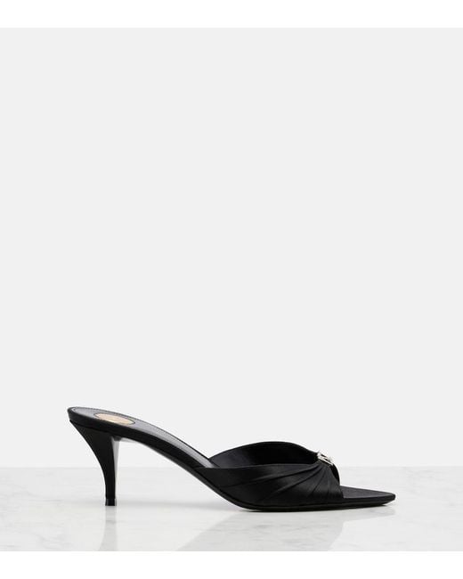 Saint Laurent Black Jerry 60 Embellished Crepe Satin Mules