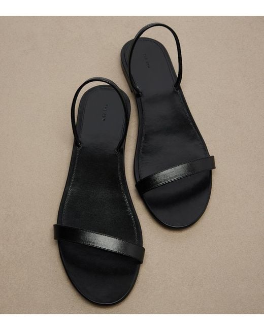 The Row Black Ella Leather Sandals