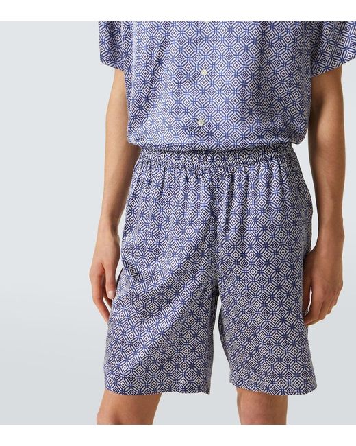 Frescobol Carioca Blue Palma Silk-Blend Bermuda Shorts for men