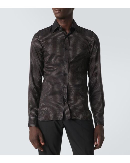 Tom Ford Black Pinstripe Silk Shirt for men