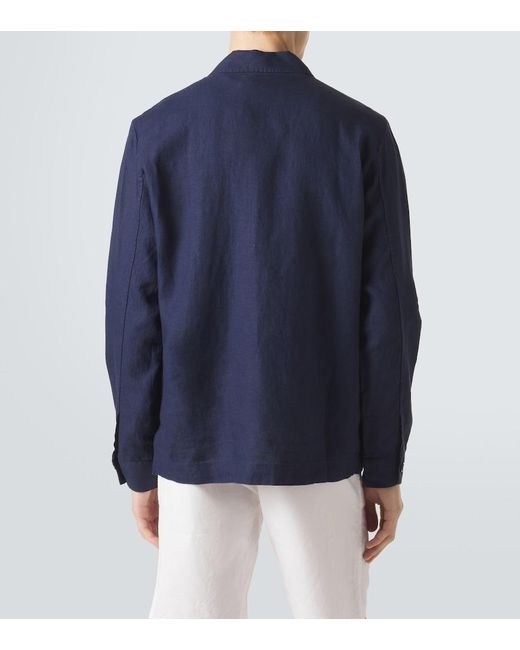 Vilebrequin Blue Linen Overshirt for men