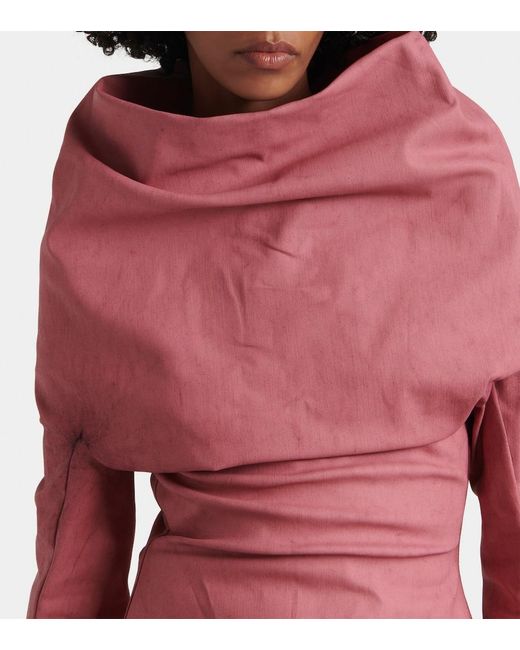 Rick Owens Pink Draped Cotton-Blend Top