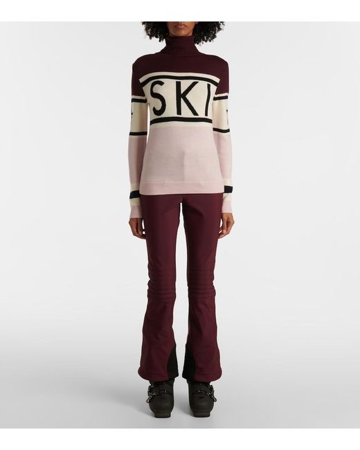 Perfect Moment Pink Schild Intarsia Wool Turtleneck Sweater