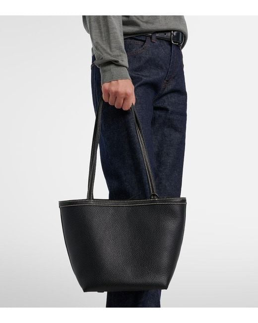 The Row Black Park Medium Leather Tote Bag