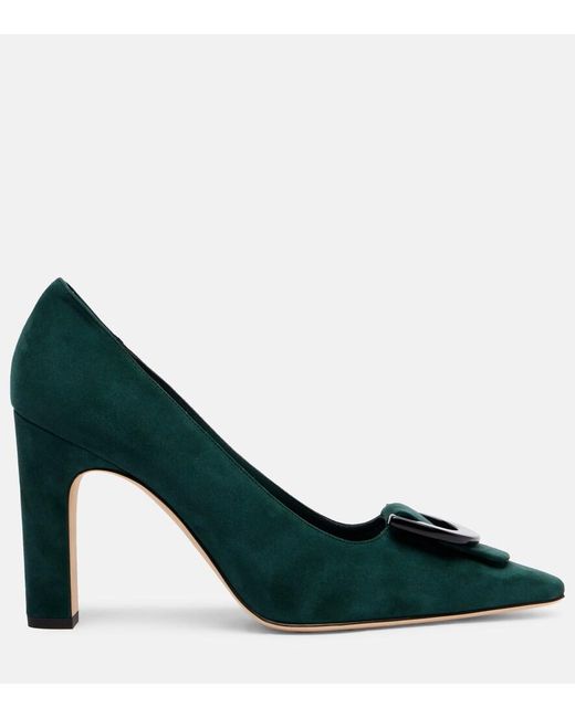 Manolo Blahnik Green Beti 105 Suede Pumps