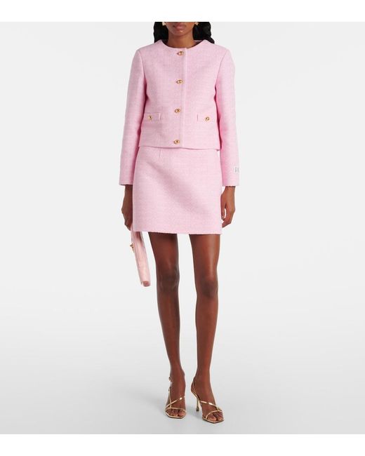 Patou Pink Cotton-Blend Tweed Miniskirt