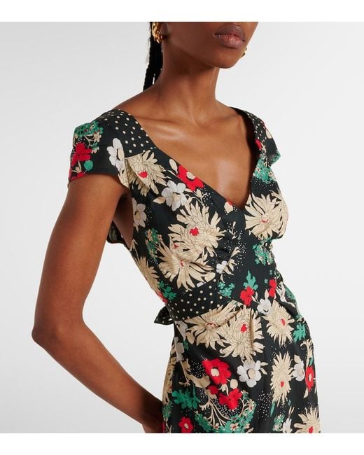 Rixo White Carey Floral Cotton Midi Dress