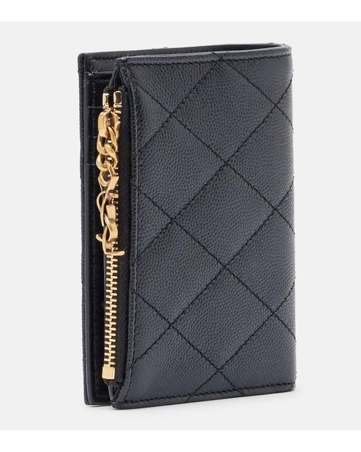 Saint Laurent Blue Cassandre Bijou Quilted Leather Wallet