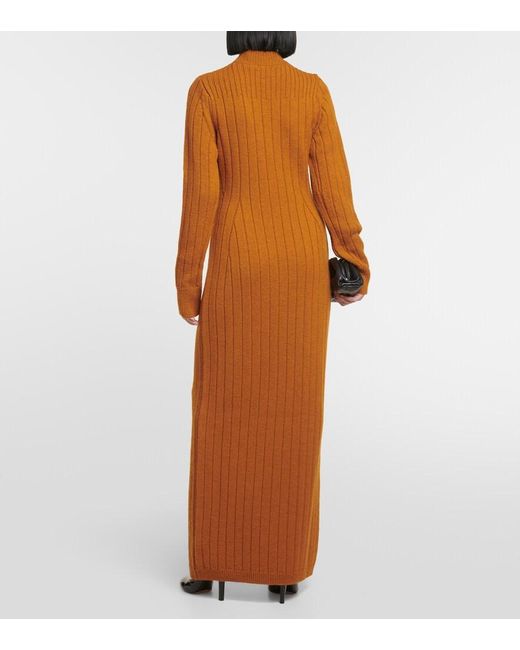 Dries Van Noten Brown Teagan Cable-Knit Wool Maxi Dress