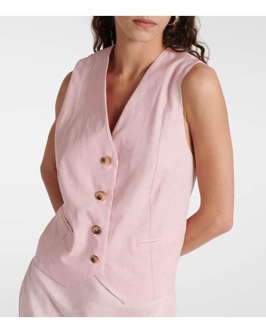 Gilet Norah in lino e cotone di Rixo in Pink