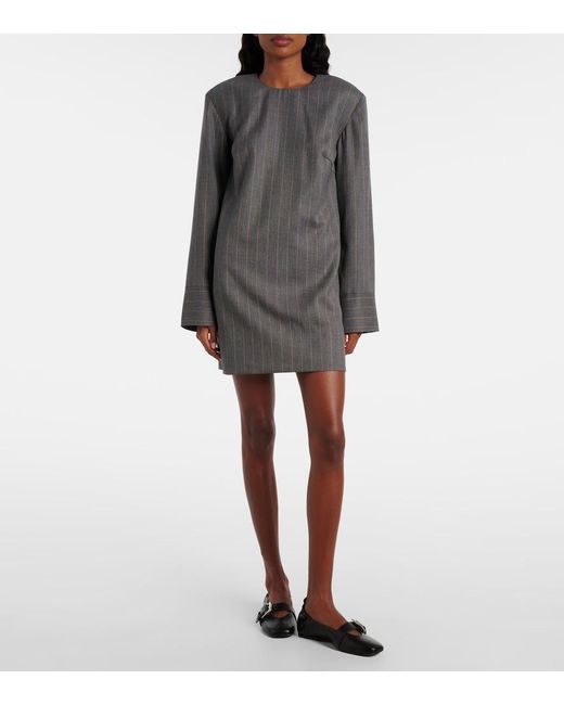 Ganni Gray Stripe Circle Collar Dress