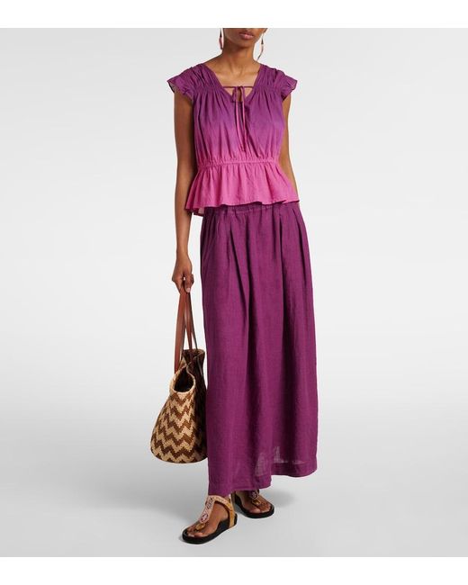 Velvet Purple Linda Linen Maxi Skirt