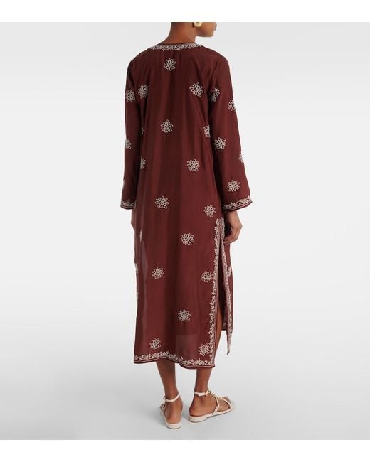 Juliet Dunn Floral Embroidered Silk Tunic