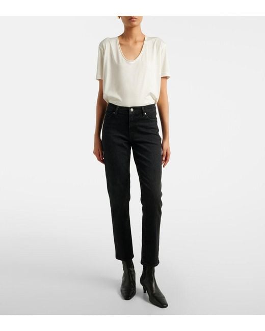 FRAME Blue Borrowed Cropped Straight Jeans