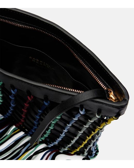 Gabriela Hearst Black Clutch Naila Aus Leder Mit Fransen