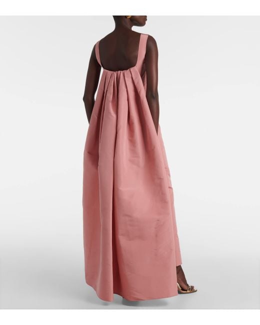 Oscar de la Renta Pink Caped Silk Faille Gown