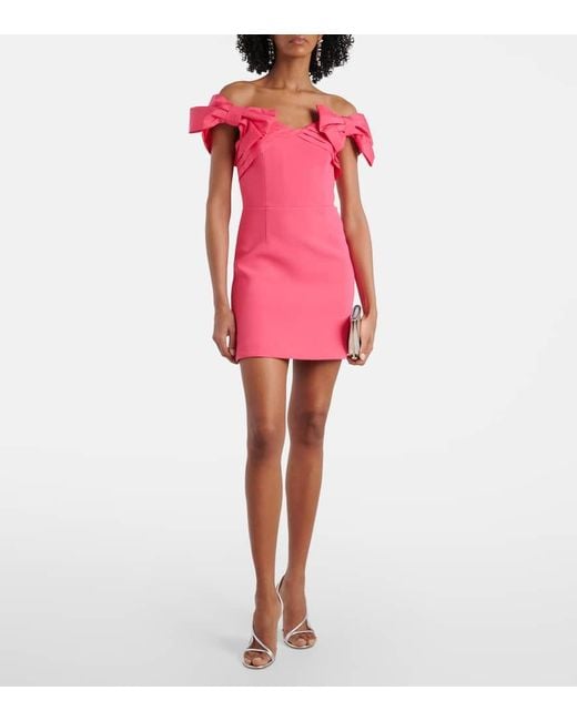 Rebecca Vallance Pink Bow-Detail Crepe Minidress