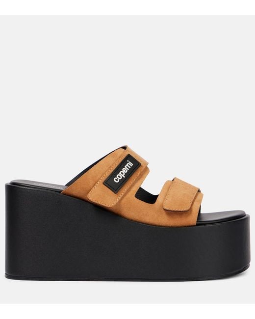 Coperni Black Logo Suede Wedge Mules