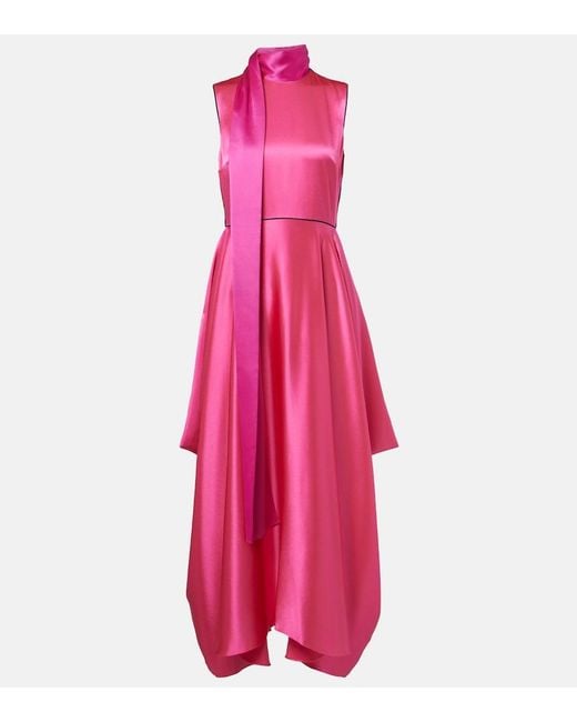 Roksanda Pink Aela Scarf-Detail Satin Gown