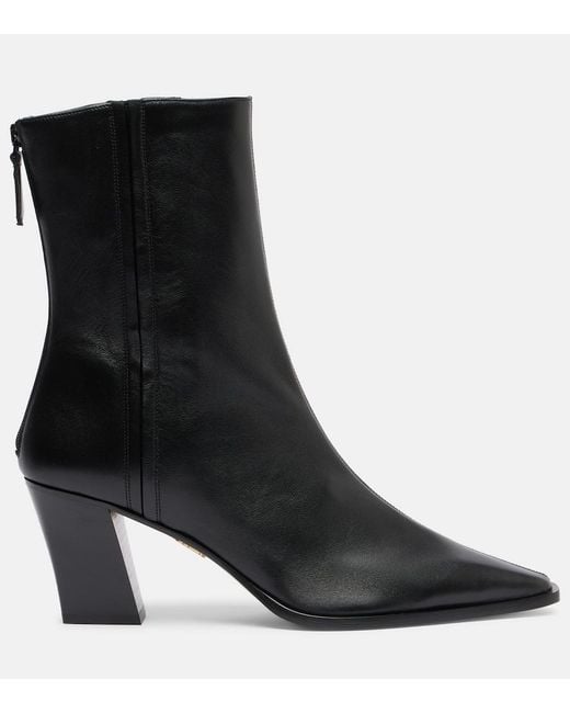 Aquazzura Black Francoise 70 Leather Ankle Boots