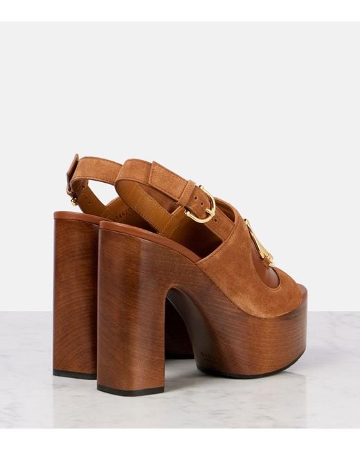 Gucci Brown Platform Sandal With Horsebit, Size 35 It