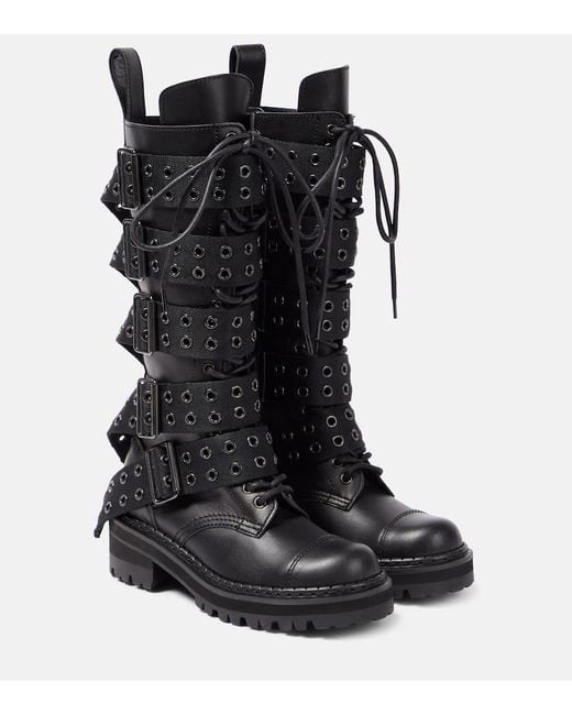Junya Watanabe Black Embellished Leather Boots